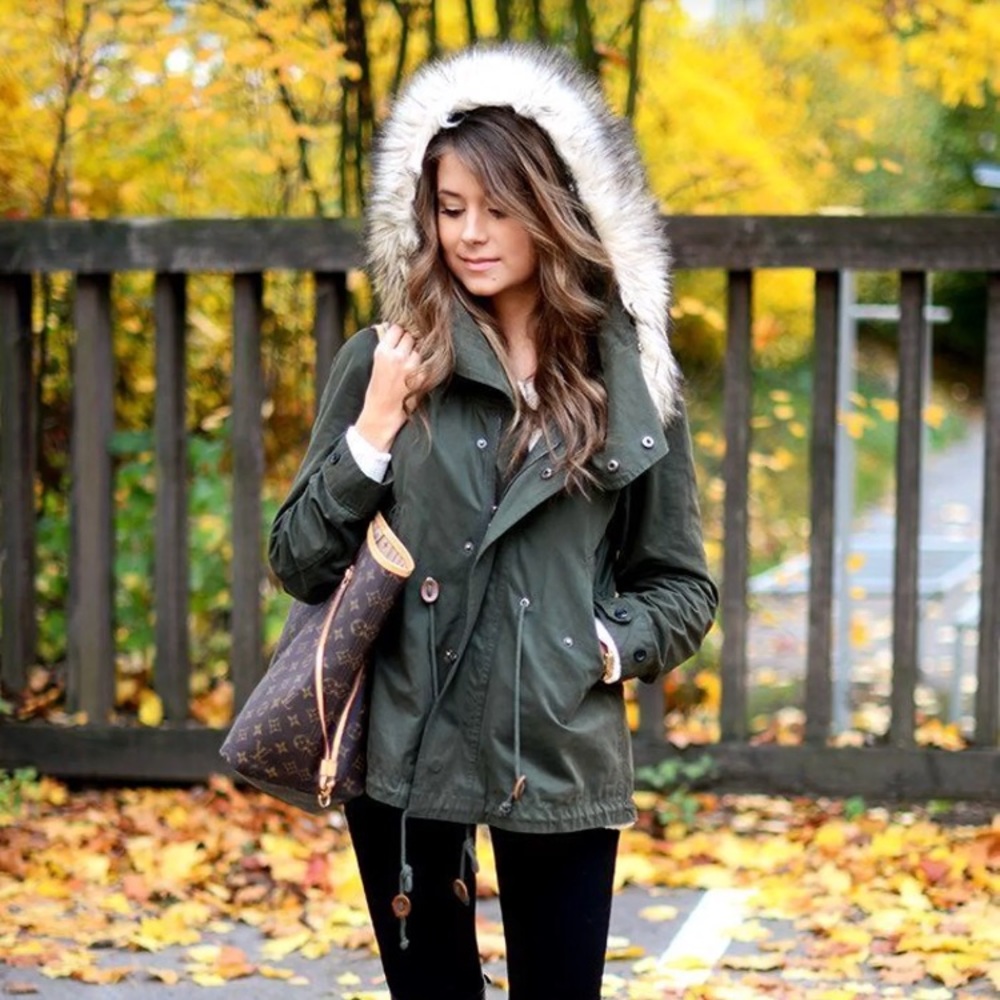 SOLD Zara Fur Sherpa Lined Parka Olive Coat